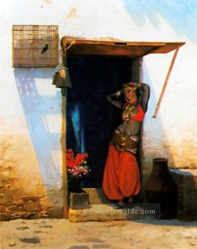 Frau von Kairo an ihrer Tür Arabien Jean Leon Gerome Ölgemälde
